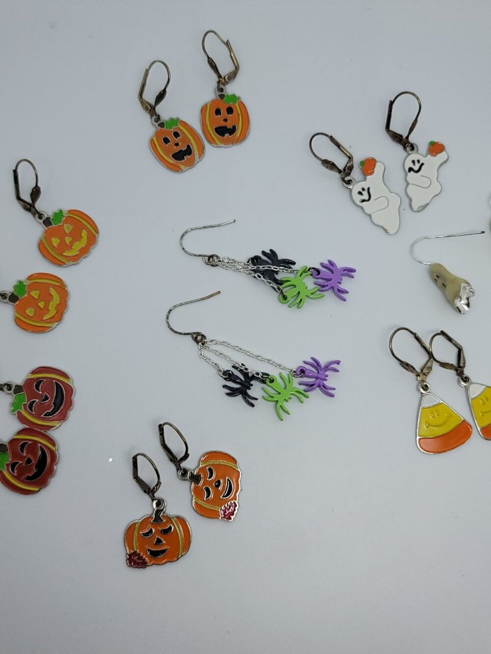Halloween Themed Earring Lot/Bundle: Pumpkins, Ghosts, Spider